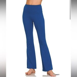 #SP-3222D4 HIGH WAIST YOGA FLARE PANTS Navy